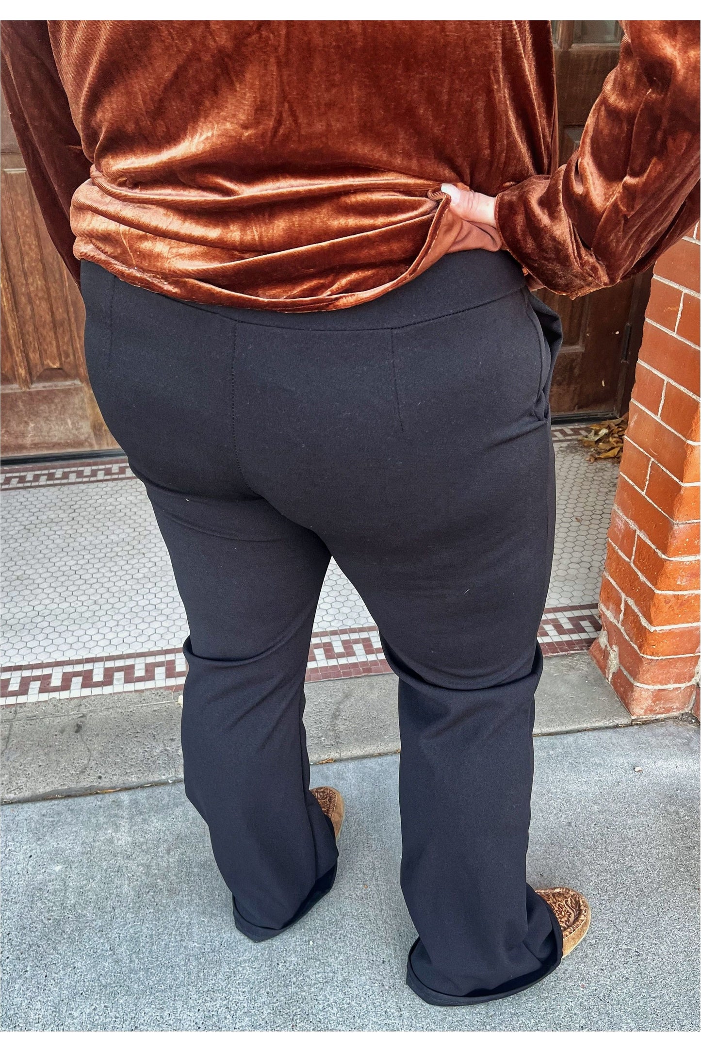 plus size elastic flare pants