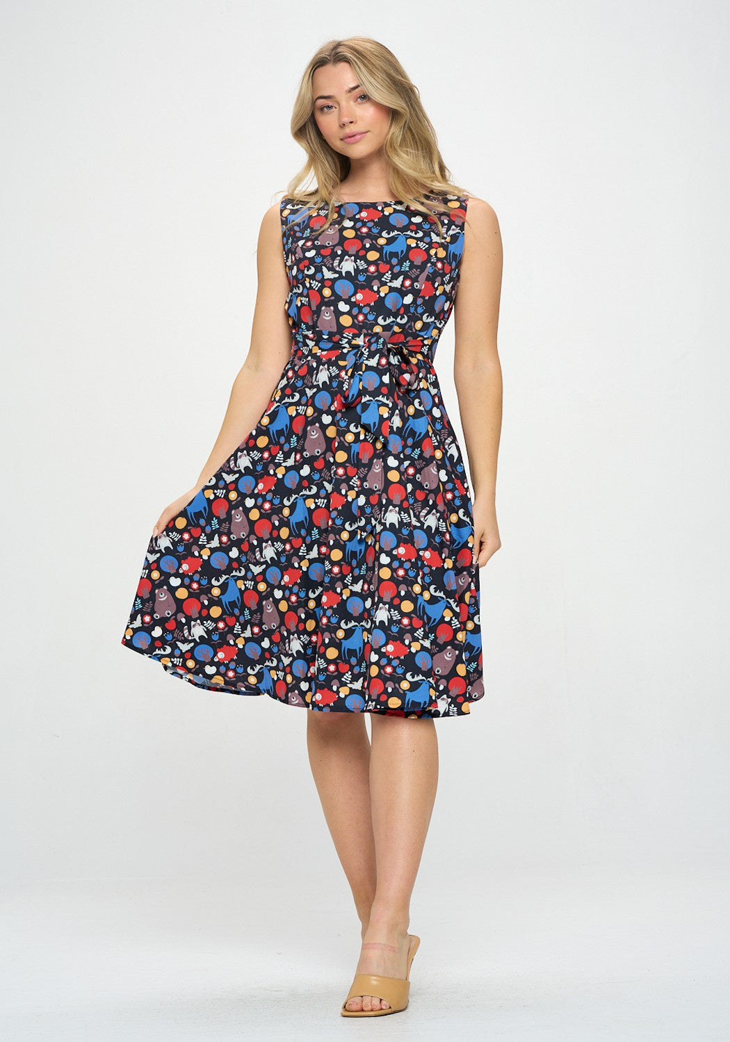 Fit & Flare sleeveless dress - Animal print