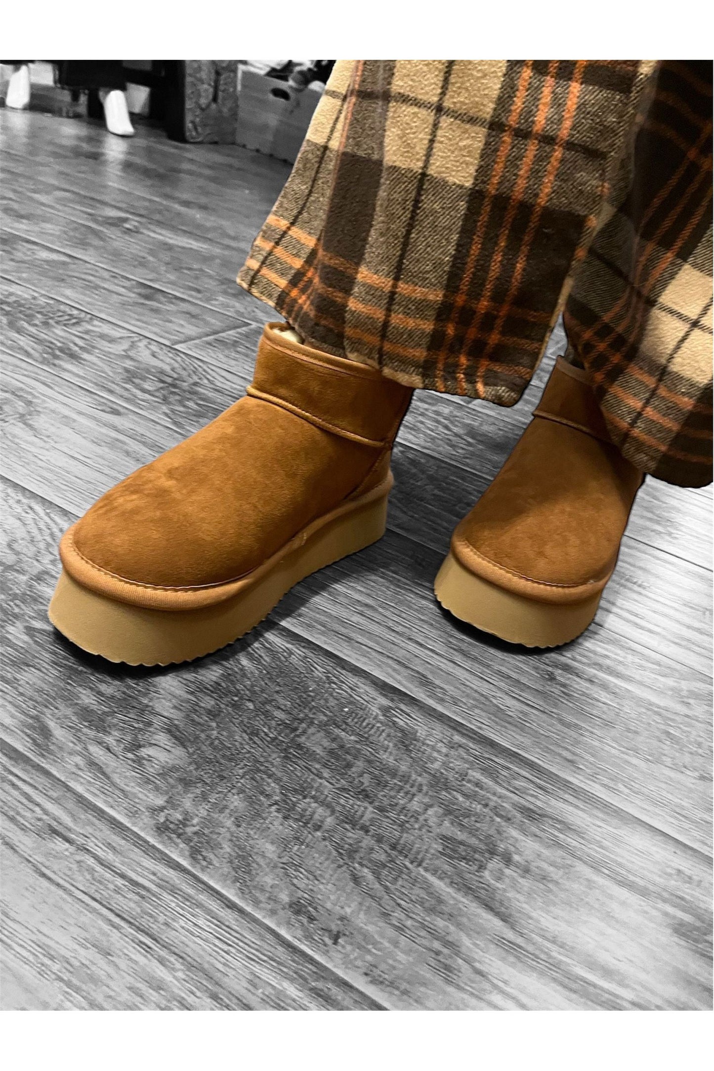 Tobacco faux suede slippers