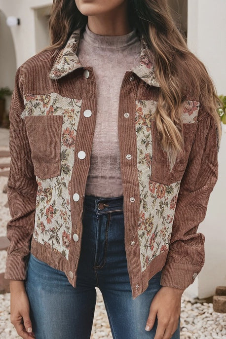 Ribbed Retro Floral Shacket