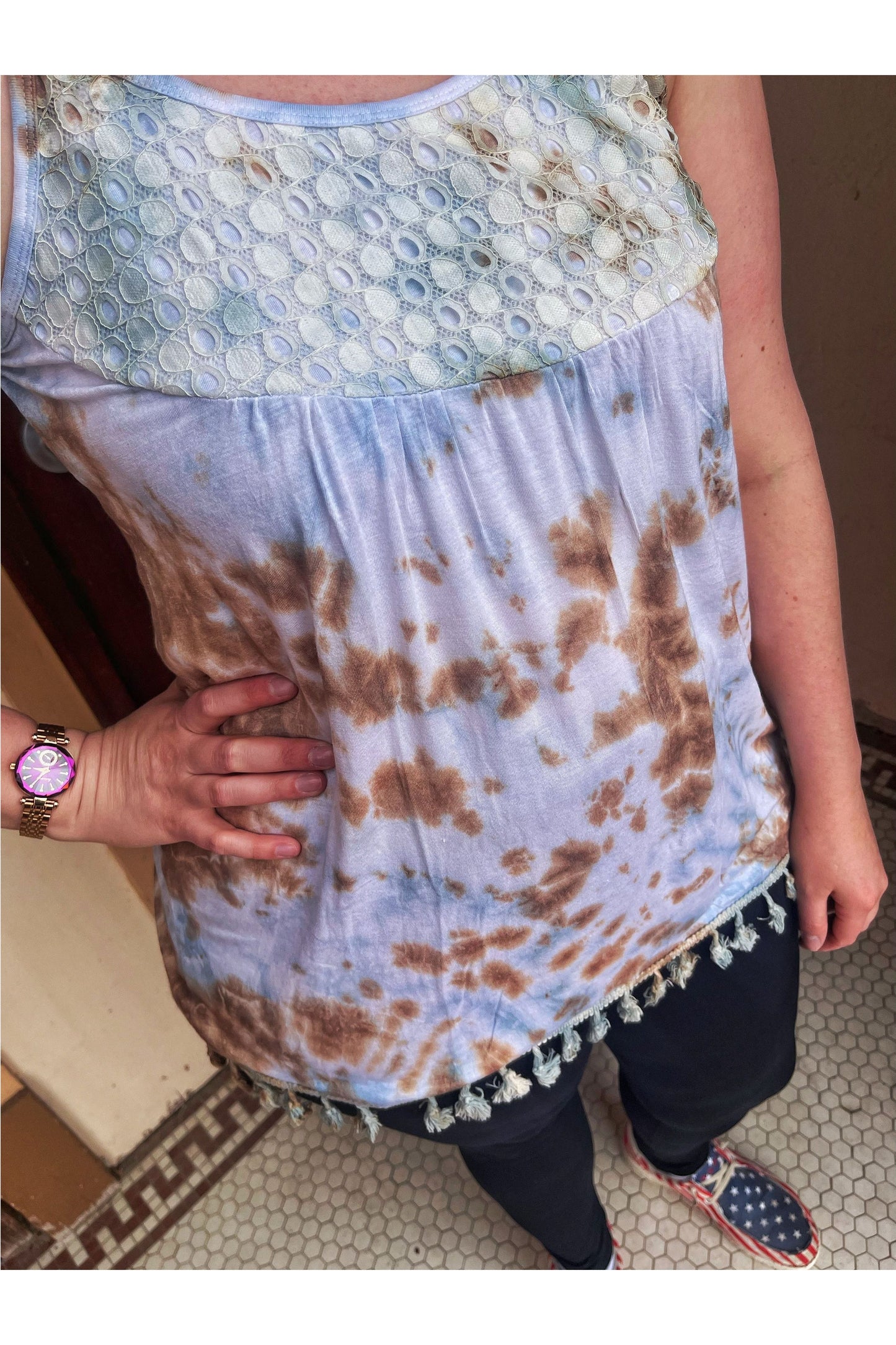 Tie Dye Tassel Tank Top