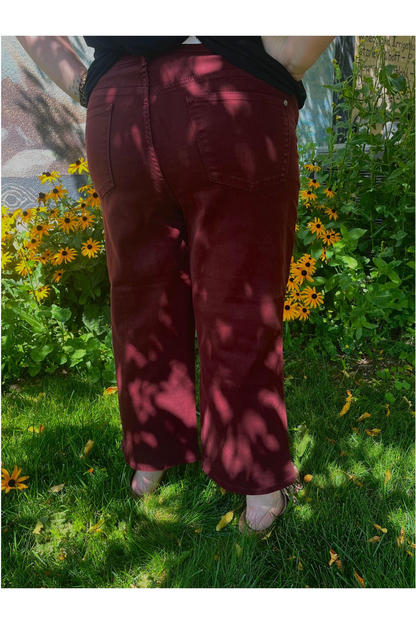 Judy Blue Burgundy Wide Crop Jeans