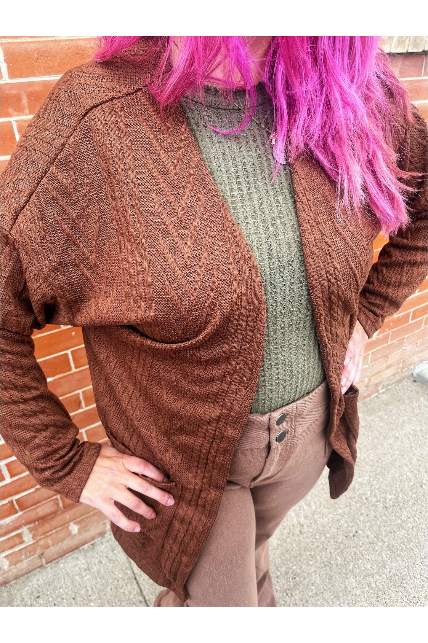 Textured Knit Open Front Cardigan