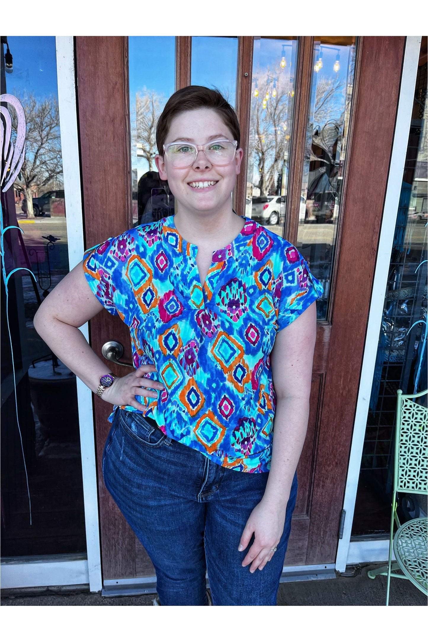 Dear Scarlett Teal Diamond Pattern