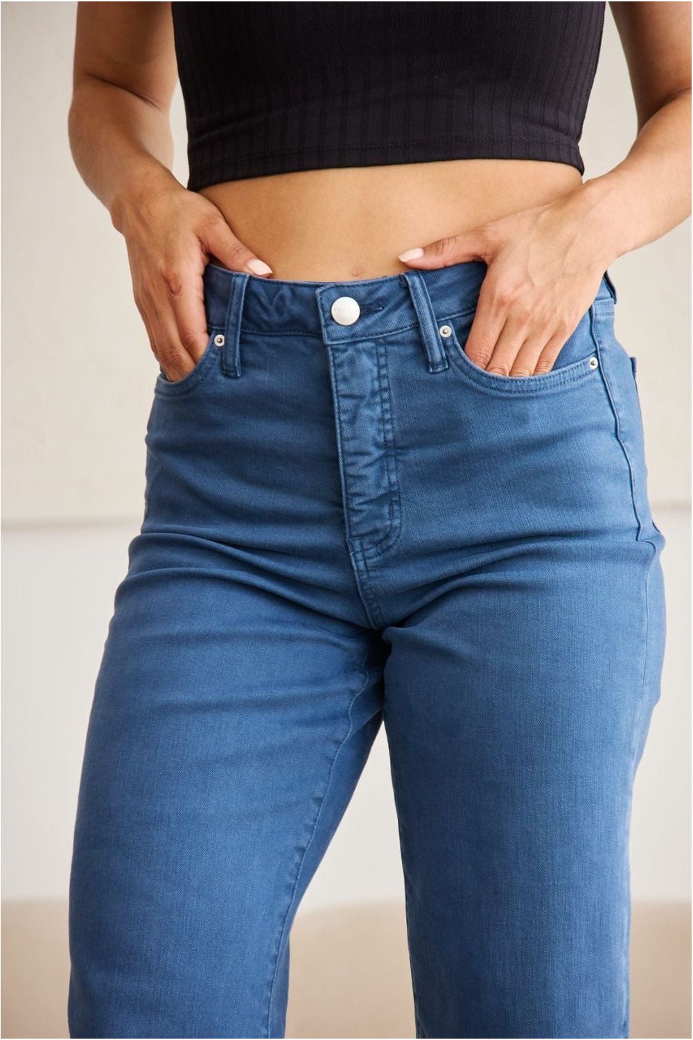 RFM Crop Chloe Full Size Tummy Control High Waist Raw Hem Jeans-Online Only