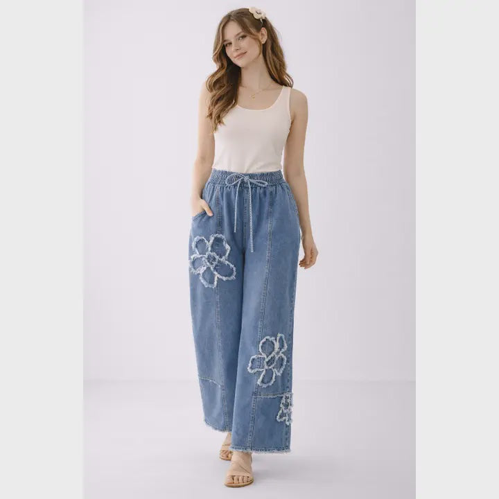 Flower Patch Oversized Denim pants