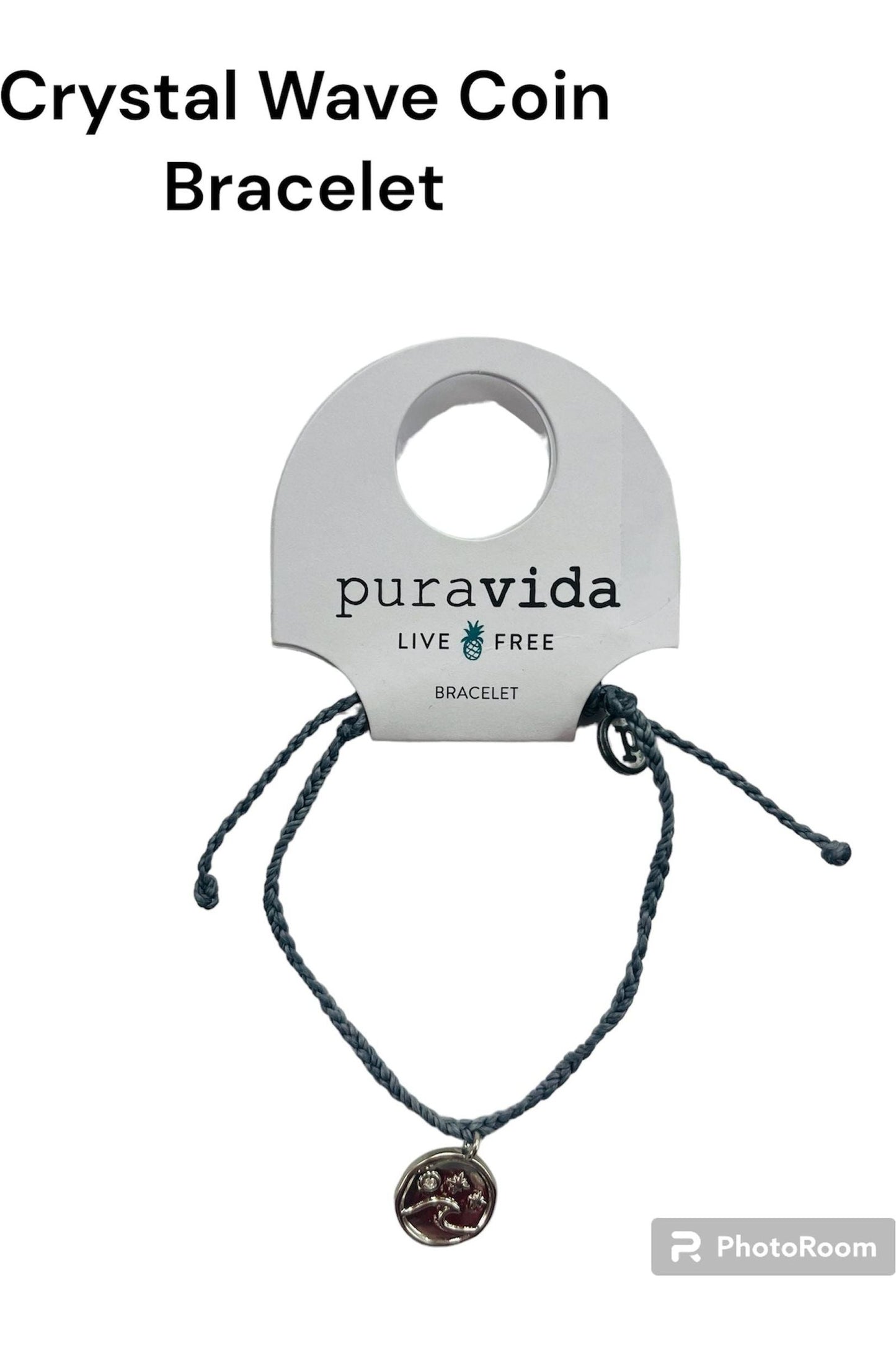 Pura Vida Crystal Wave Coin Bracelet