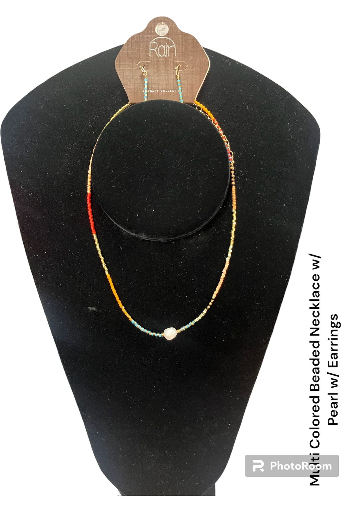 Multi Color Beaded Necklace & Earrings