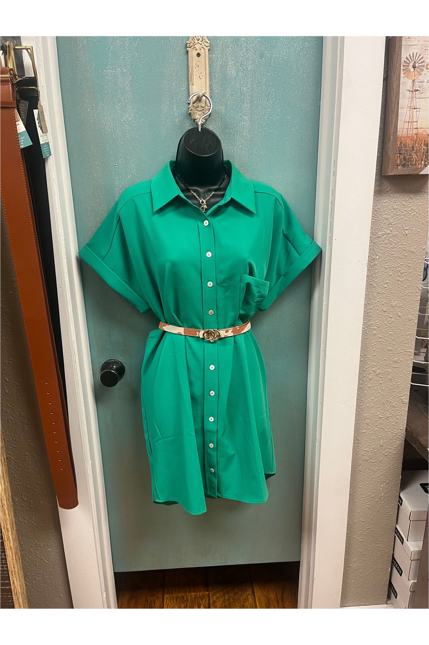 Green Button Down Shirt Dress