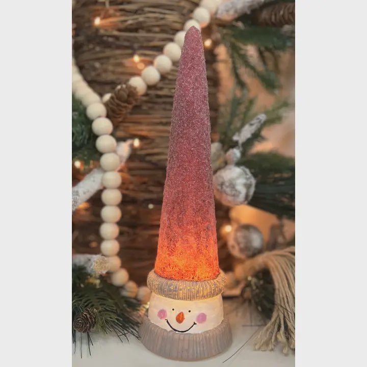 Frosted Light Up Snowman 3.5x11in