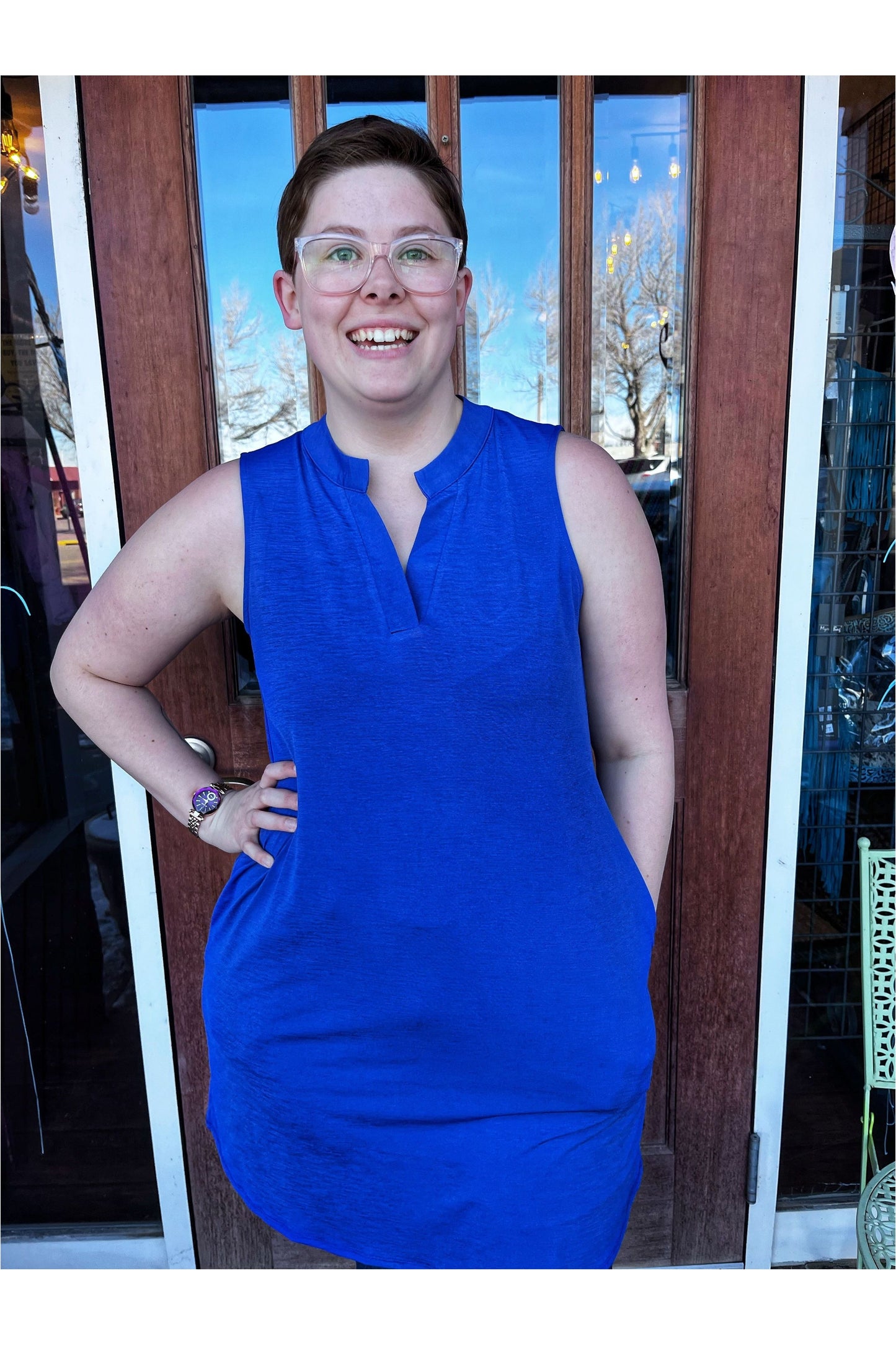 Dear Scarlett Blue Vneck Dress