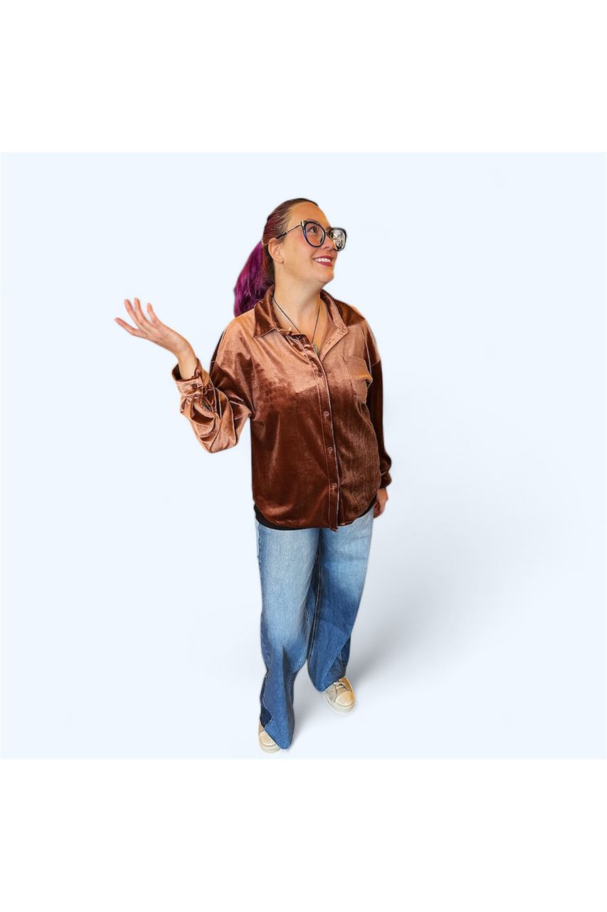 Velvet Coffee Brown Button up Shirt