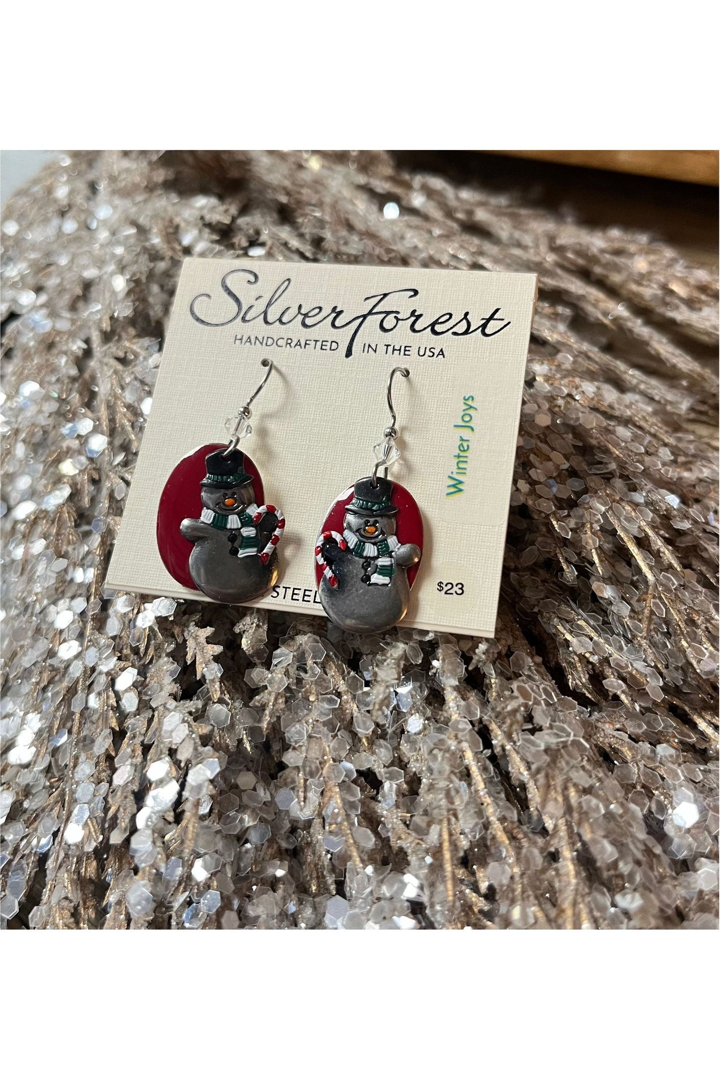 Silver Forest Holiday Earrings