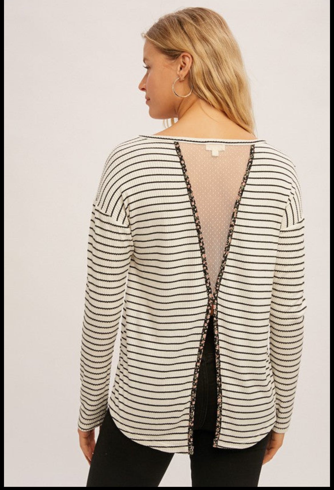 Ditsy Print contrast Mixed Stripe Top