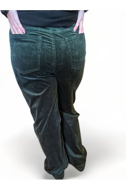 Dark Green Wide Leg Corduroy Jeans