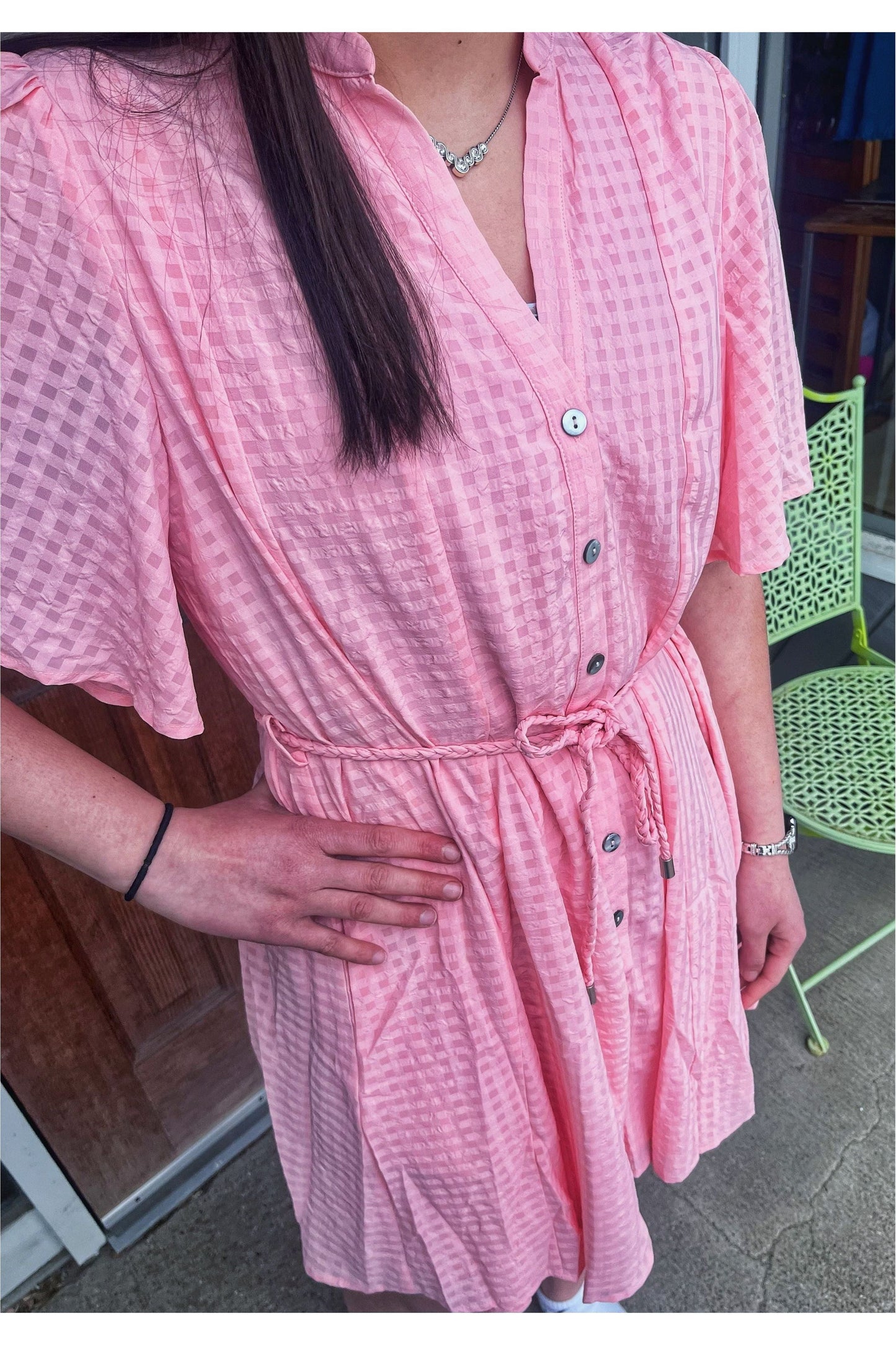 Easel Textured Pink Dress