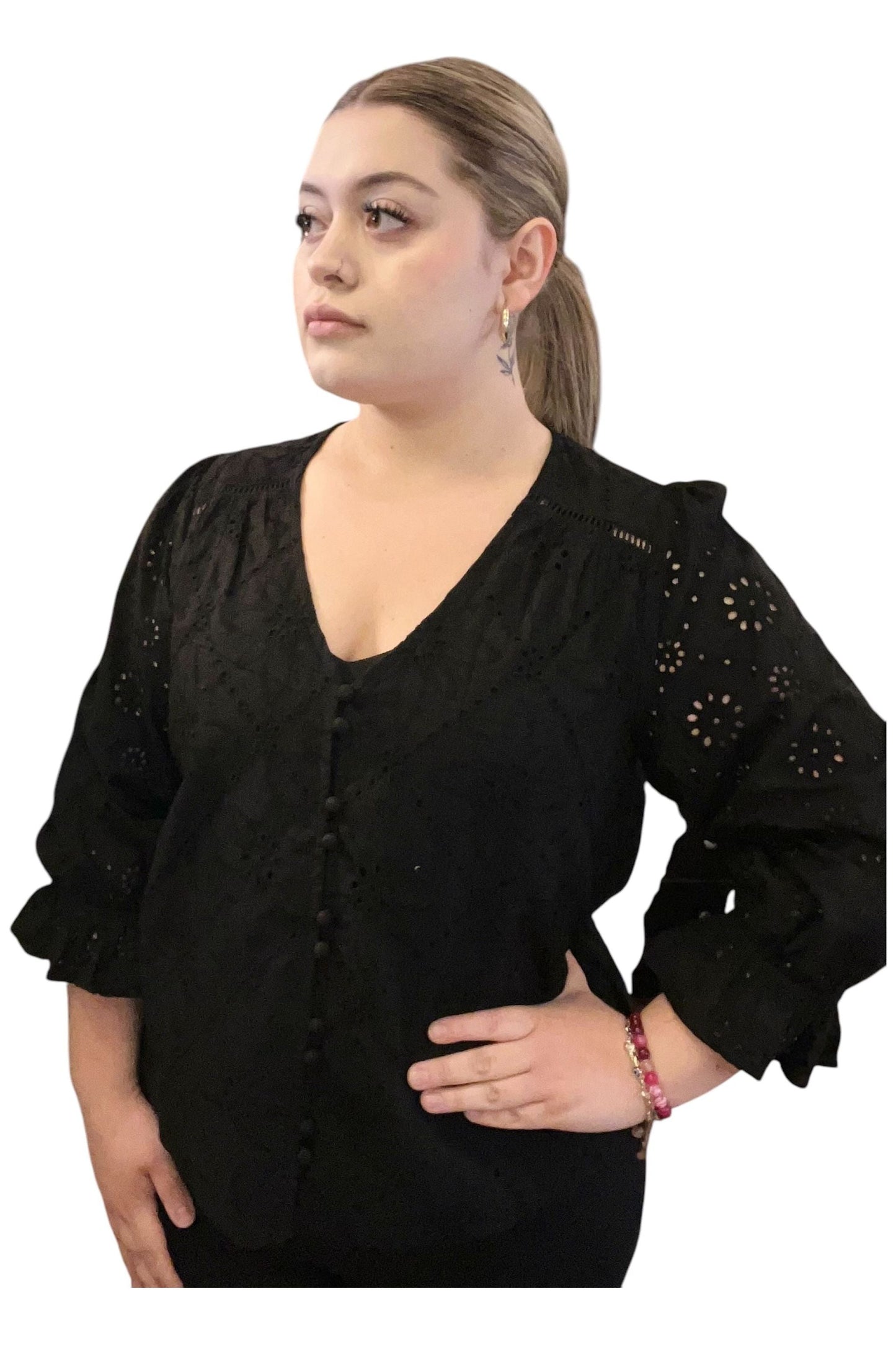Eyelet Puff Sleeve Top