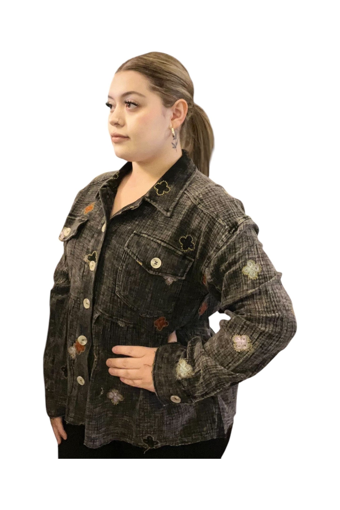 Washed Peplum Jacket