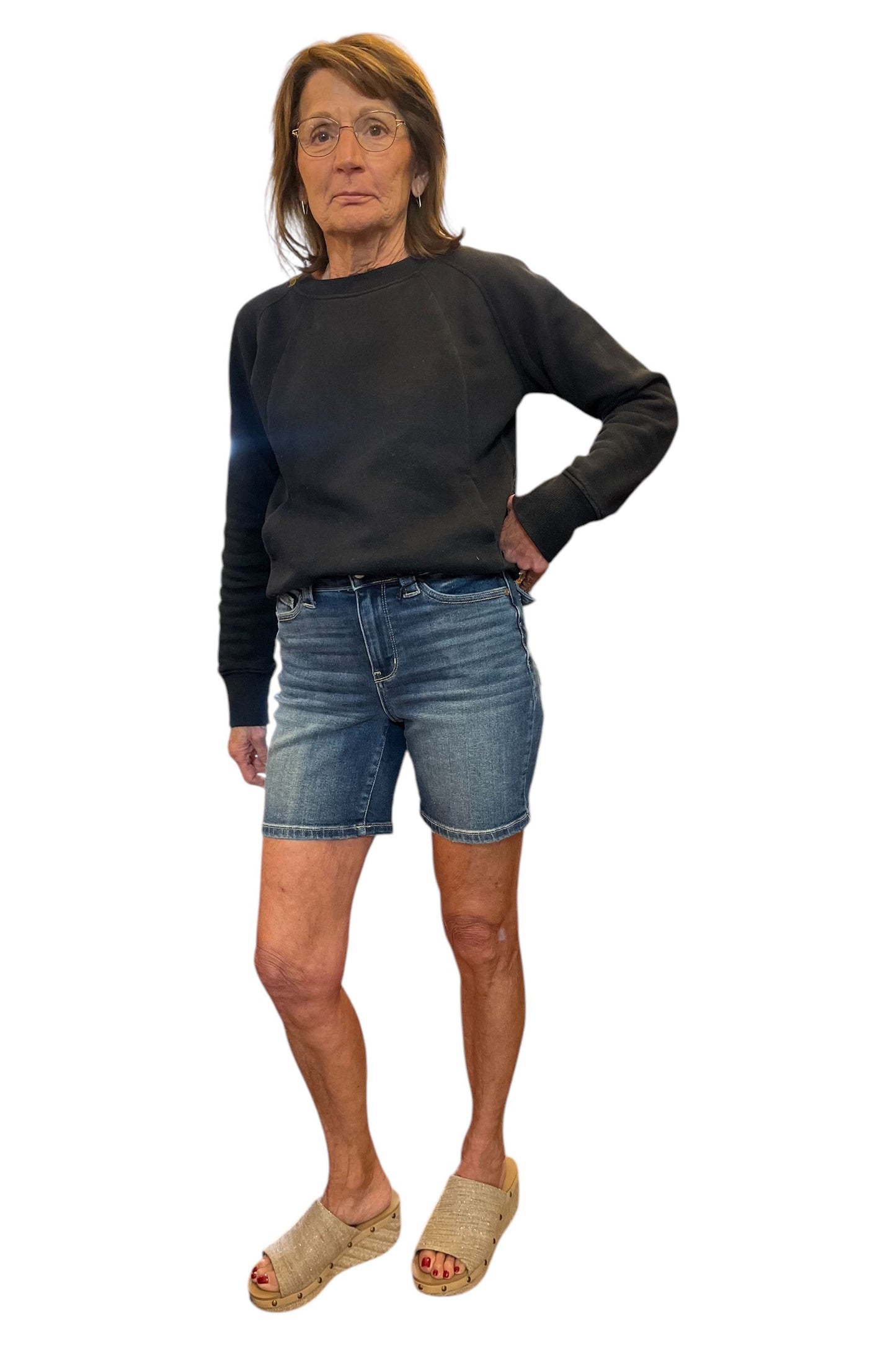Judy Blue High Waist Dark Wash Bermuda Shorts