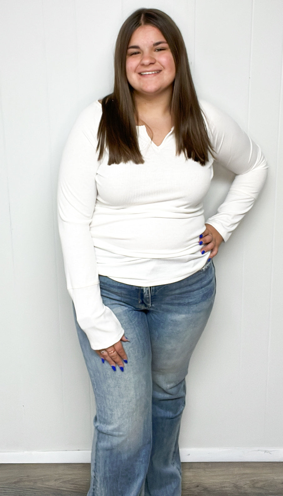 Sabine Ribbed Long Sleeve - Ivory