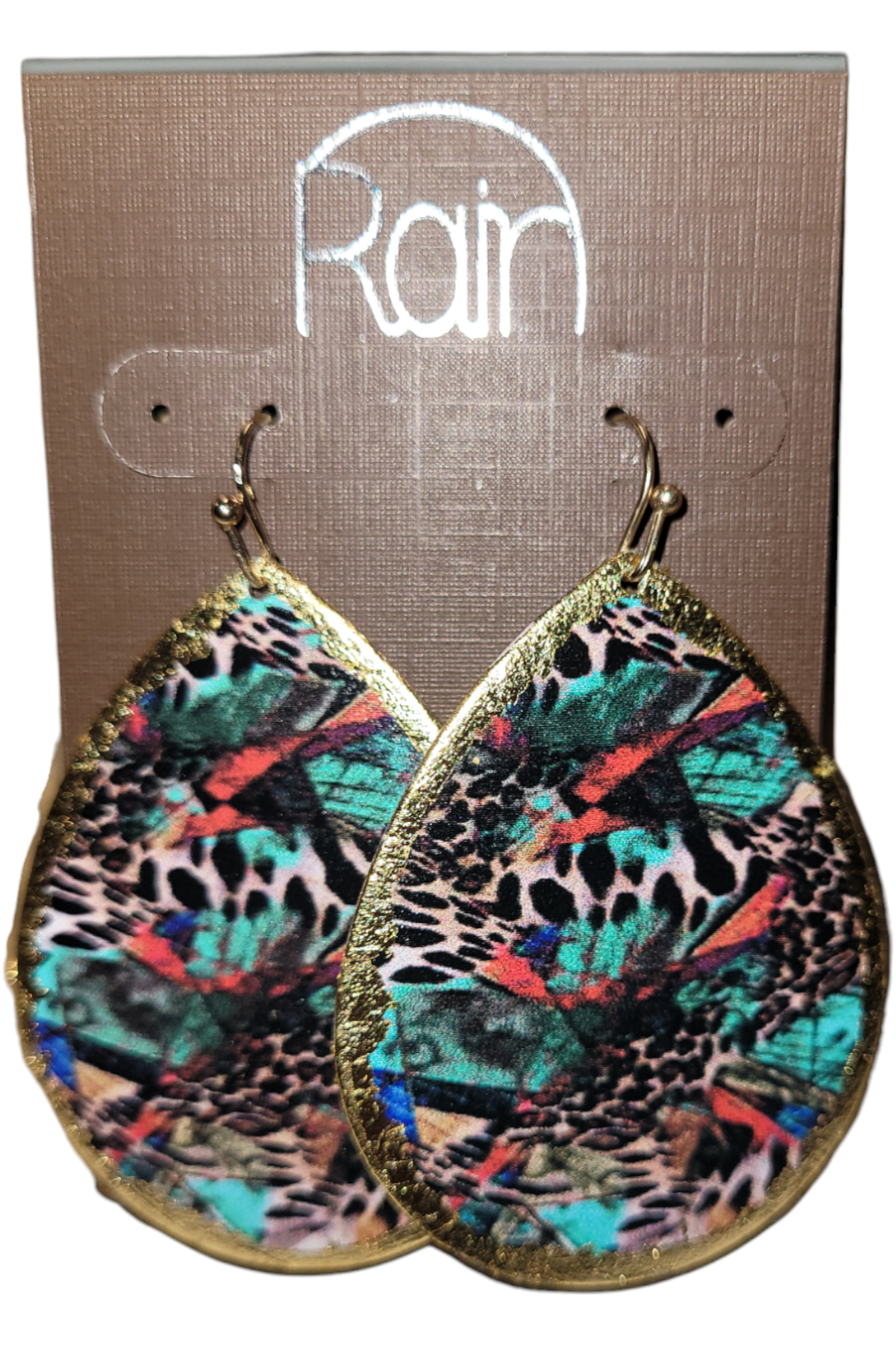 Teardrop Gold Leopard Earrings