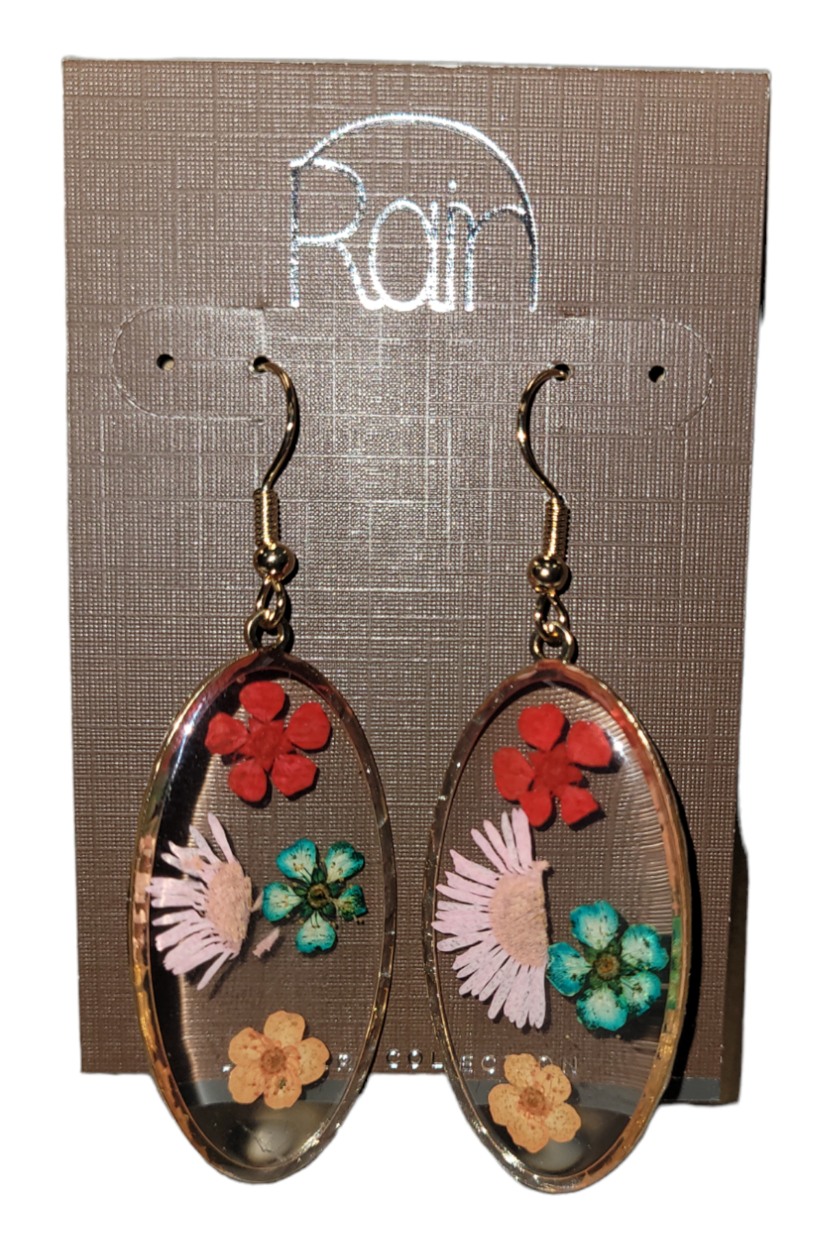 Oval Clear Floral Earrings