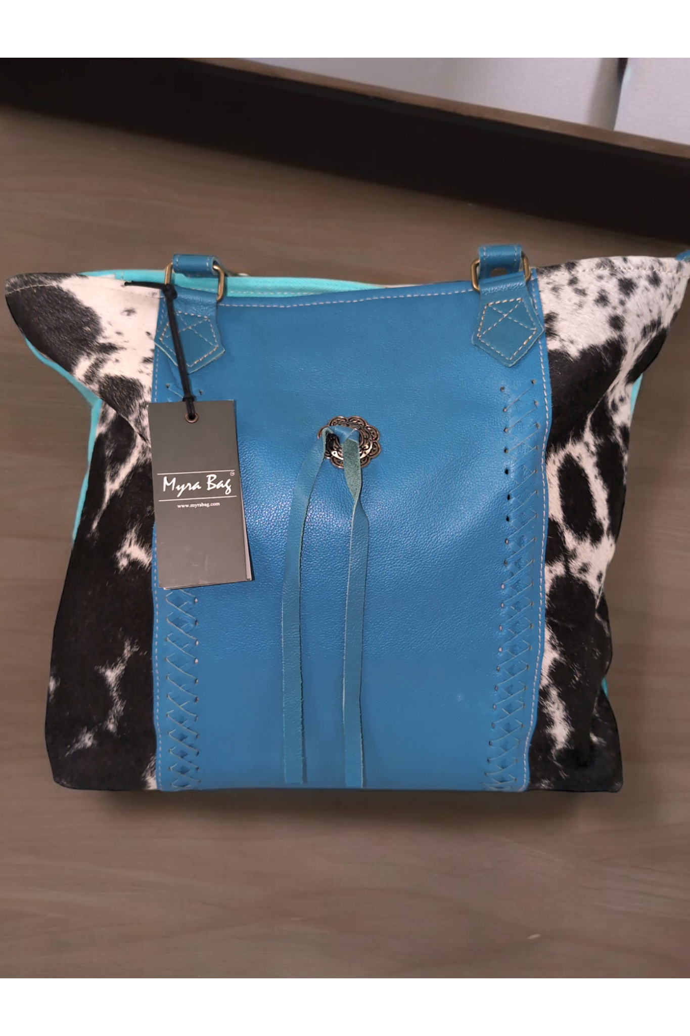 Myra Sky Falcon Canvas & Hairon Bag