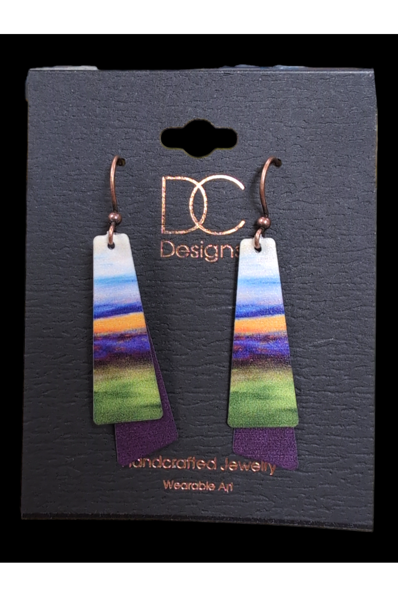 Double Layer Purple Landscape Earrings