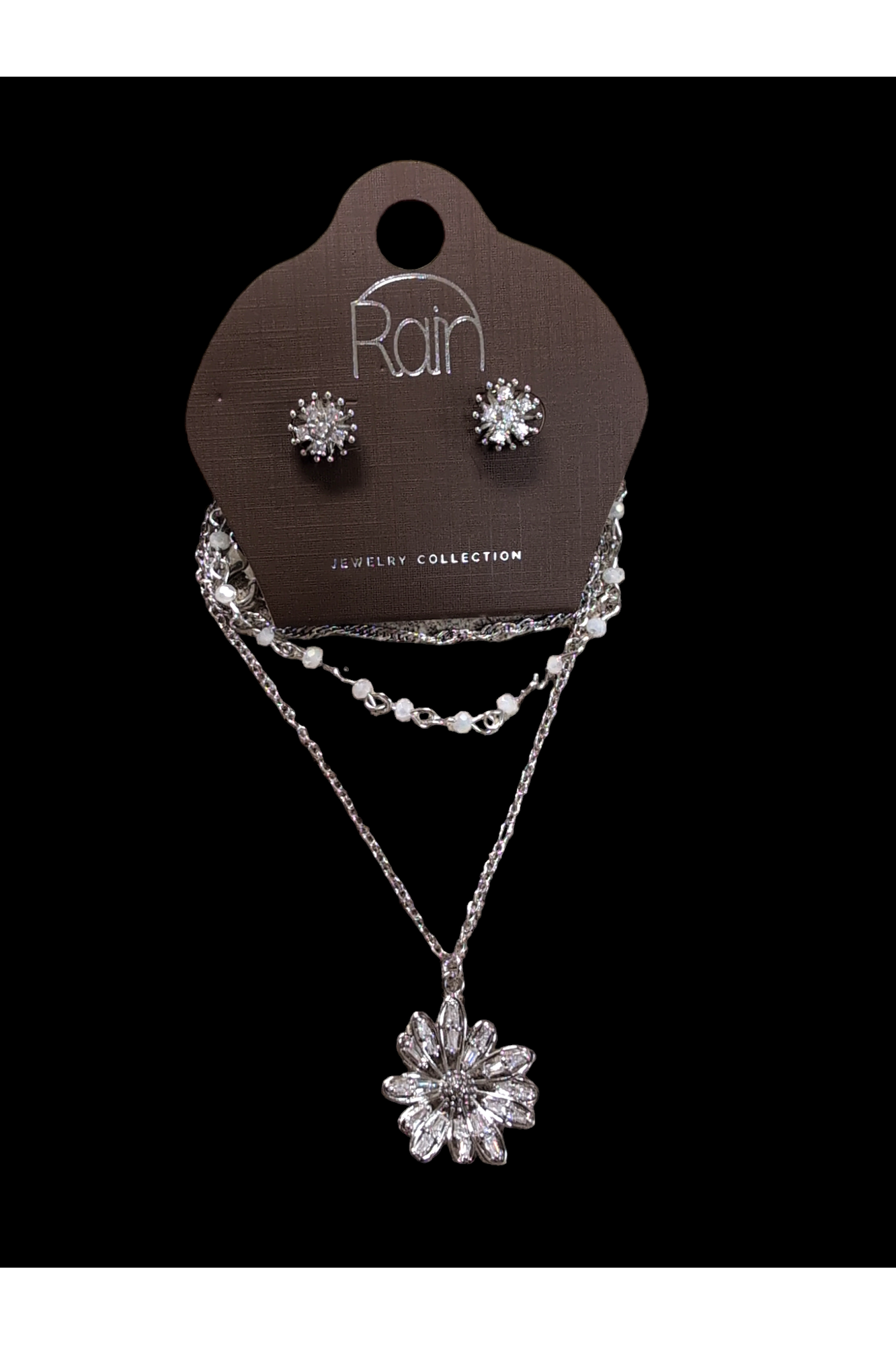 Layered Silver Flower Jewelry Set