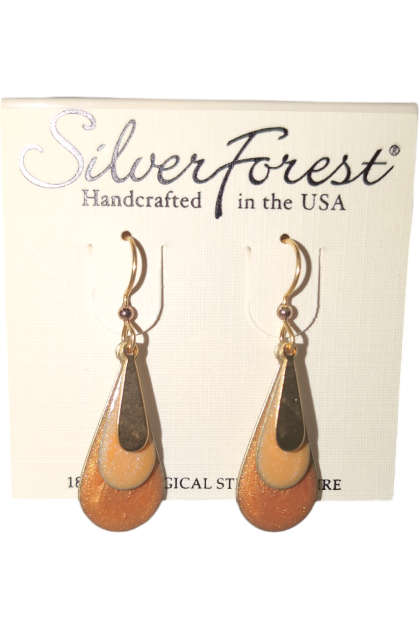 Orange & Gold Layered Teardrop Earrings