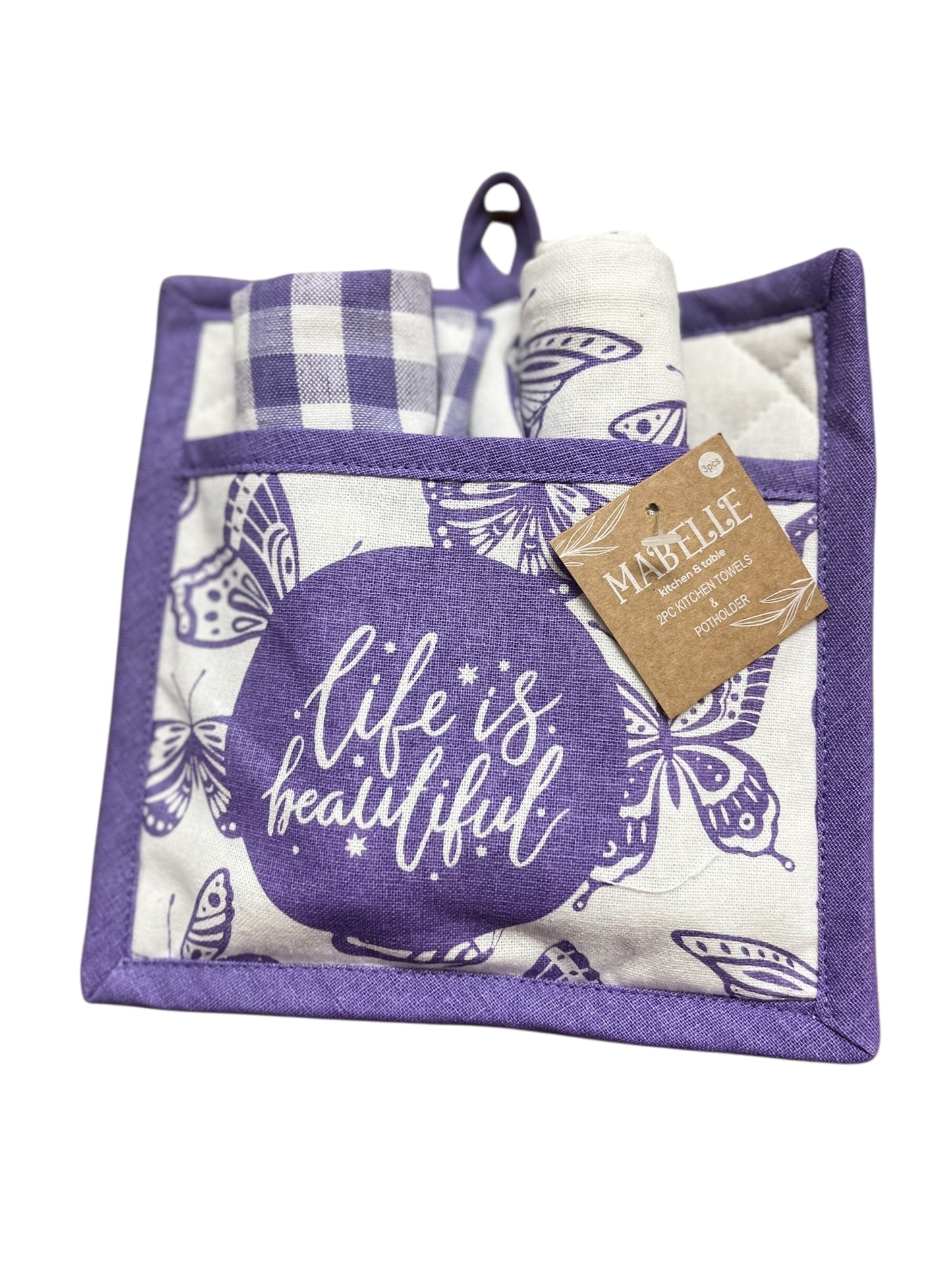 Cotton Potholder w/2 Kitchen towels Set