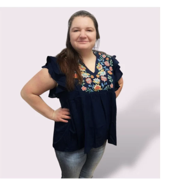 Umgee Embroidered Split Neck Short Sleeve Top