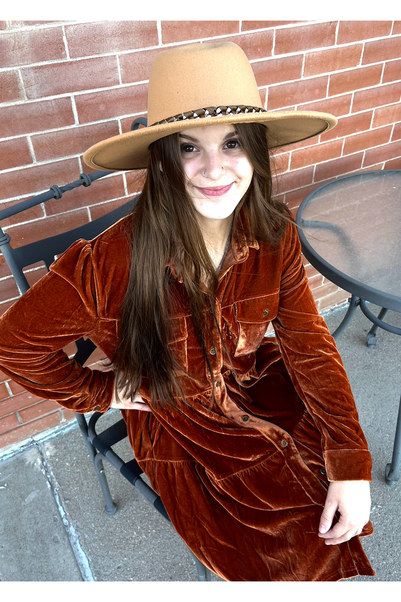 Camel Felt Wide Brimmed Hat