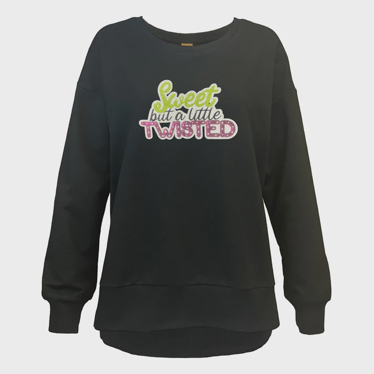 Twisted Black Sequin Boxy Crew