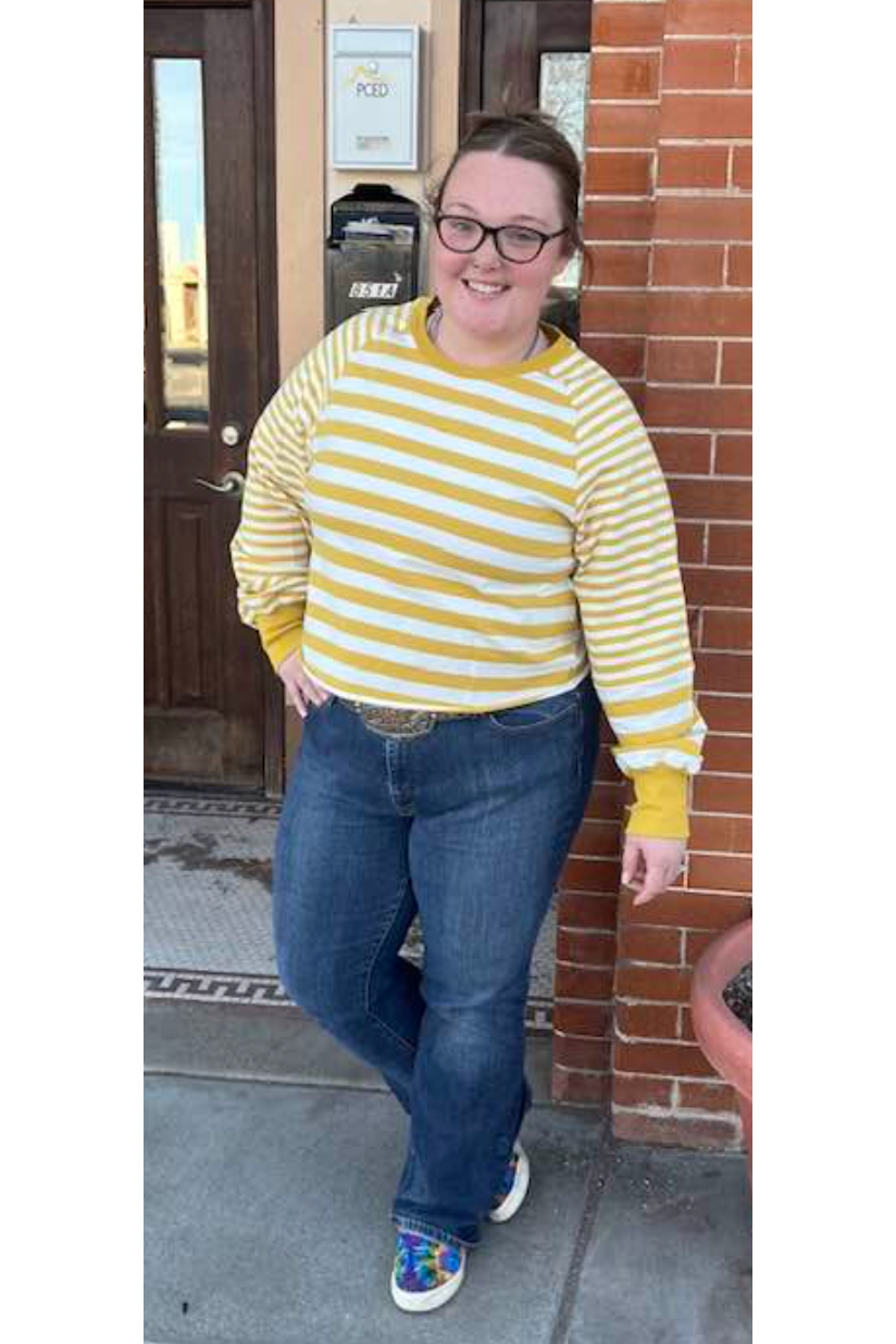 cropped yellow stripe top