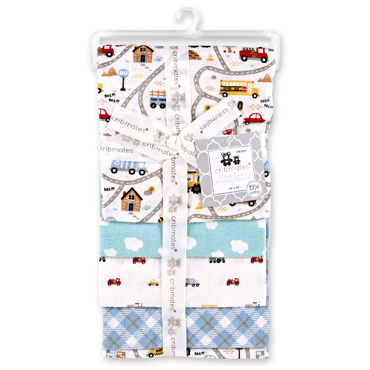 Flannel Receiving Blankets - 4 pk-blue