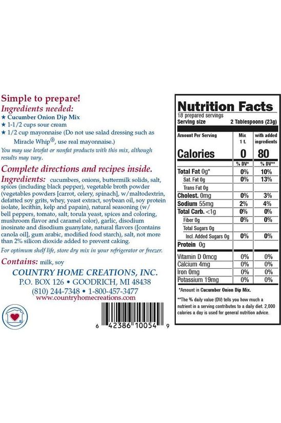 Cucumber Onion Dip Mix