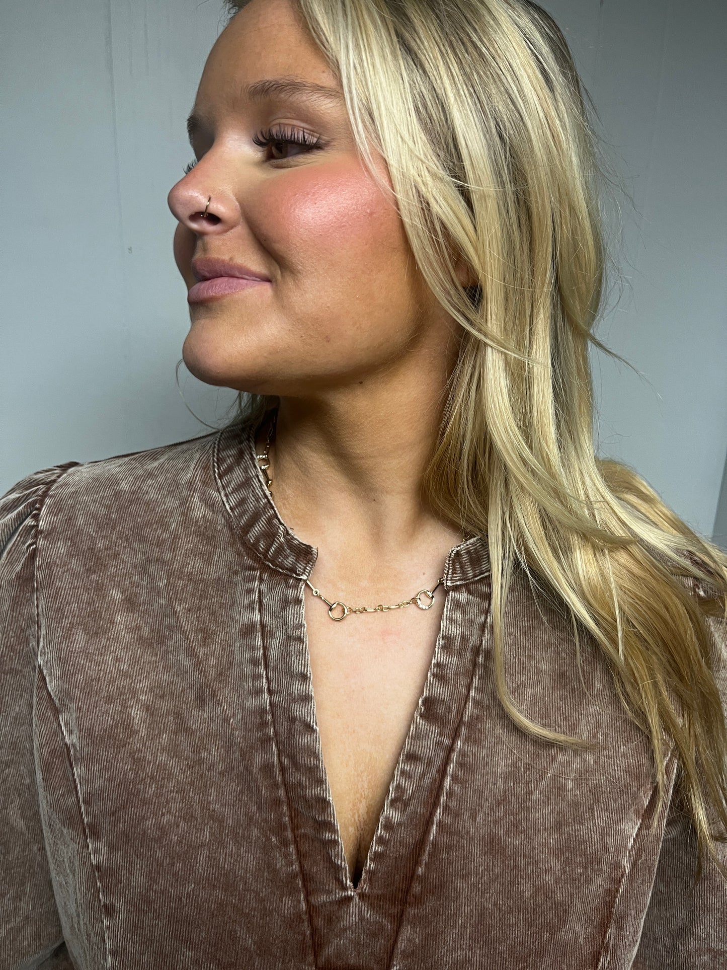 Stone Washed Corduroy Tiered Dress - Chocolate