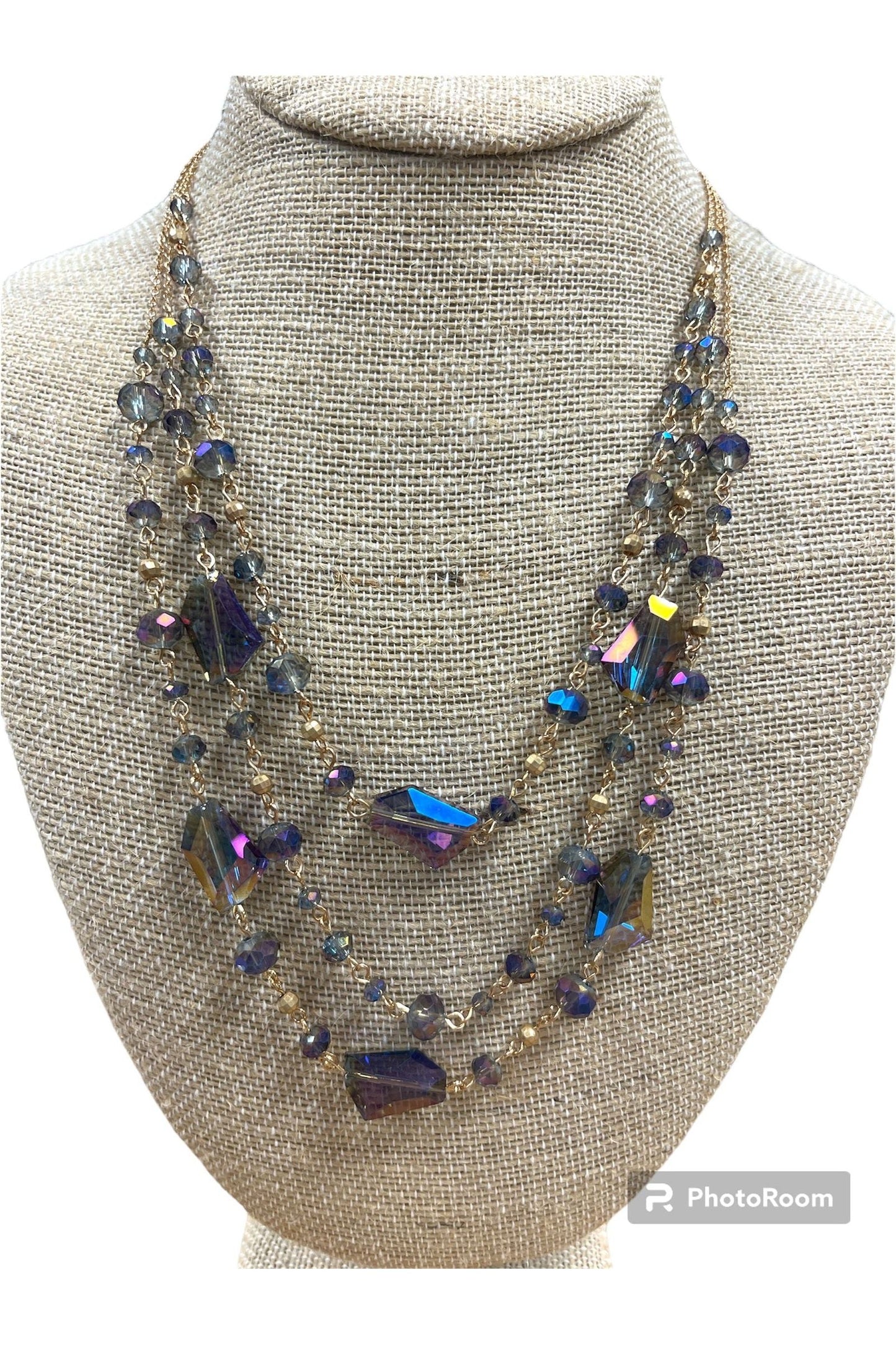 Rain Purple/Gold Necklace Earring Set