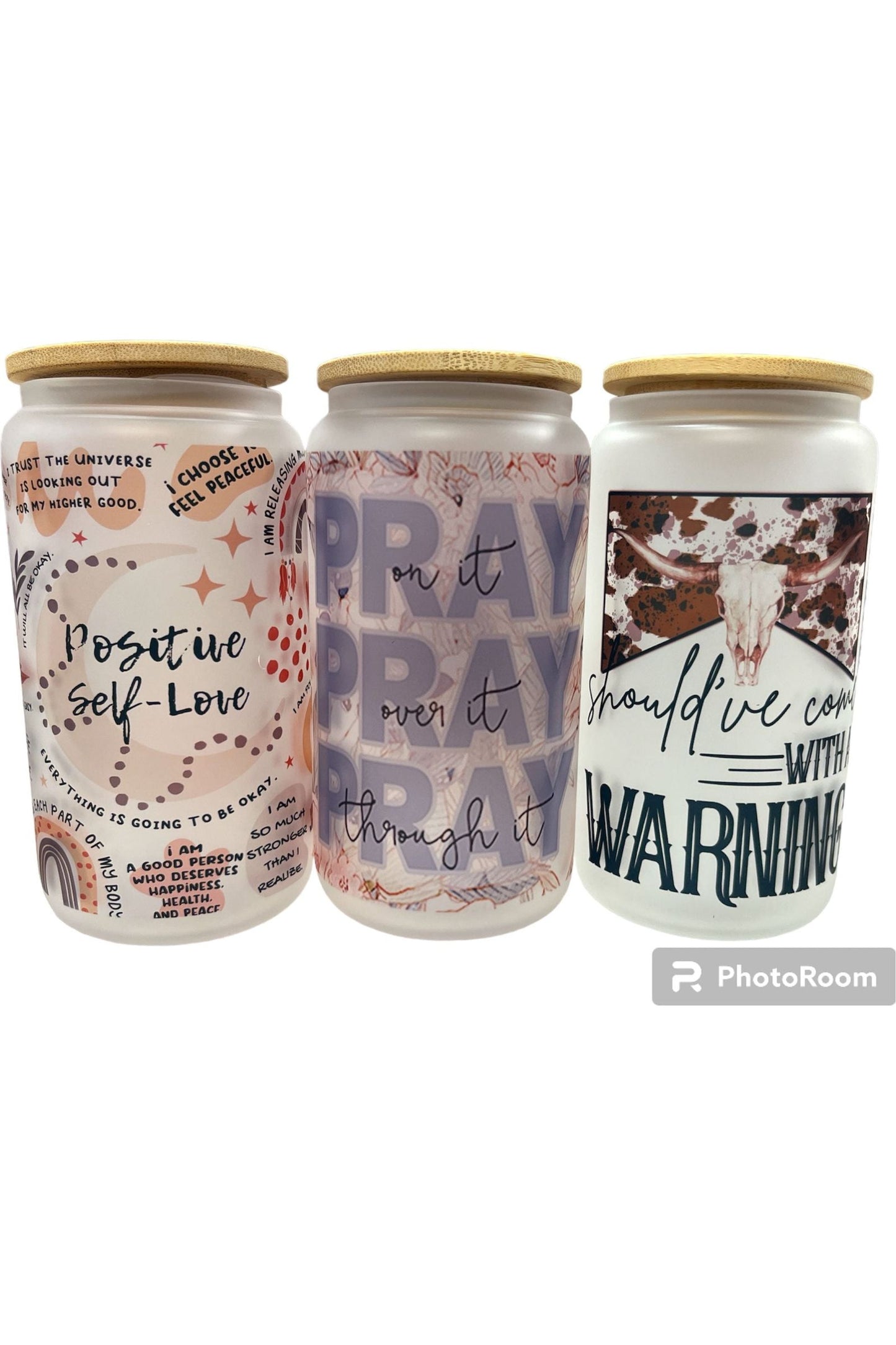 Glass 16oz tumbler with straw