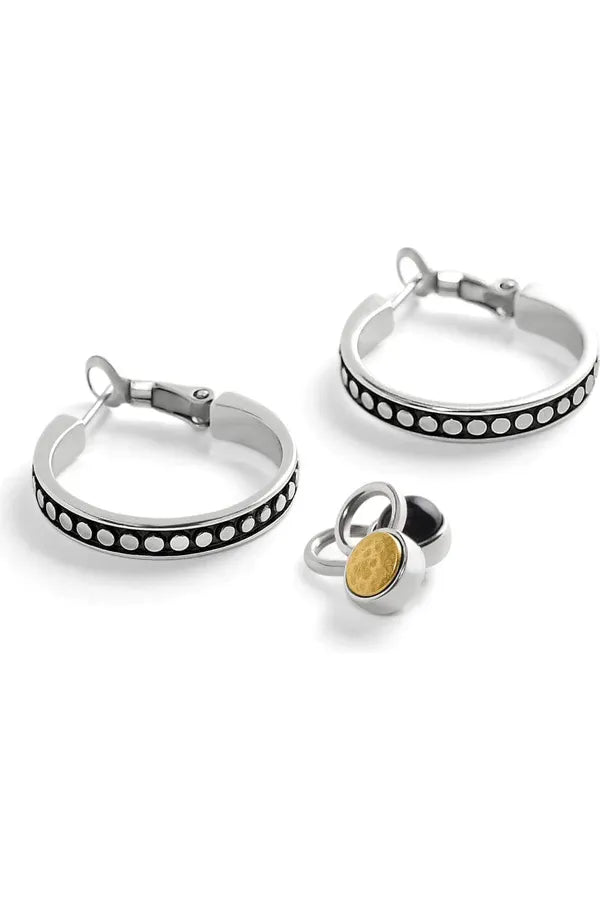 Brighton Pebble Dot Onyx Reversible Hoop Earrings