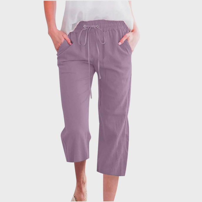 Casual Cropped Pants-Purple
