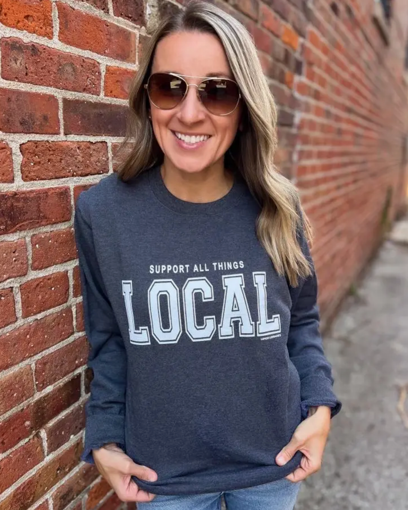 Support All things local - crew - gray