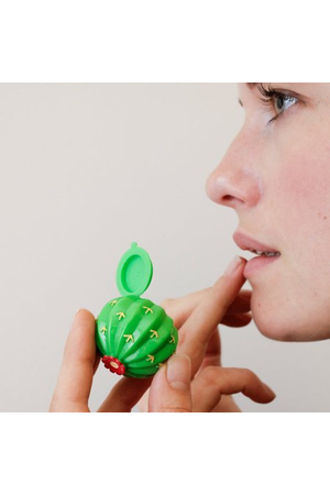 Kikkerland Cactus Lip Balm, One Size, Green