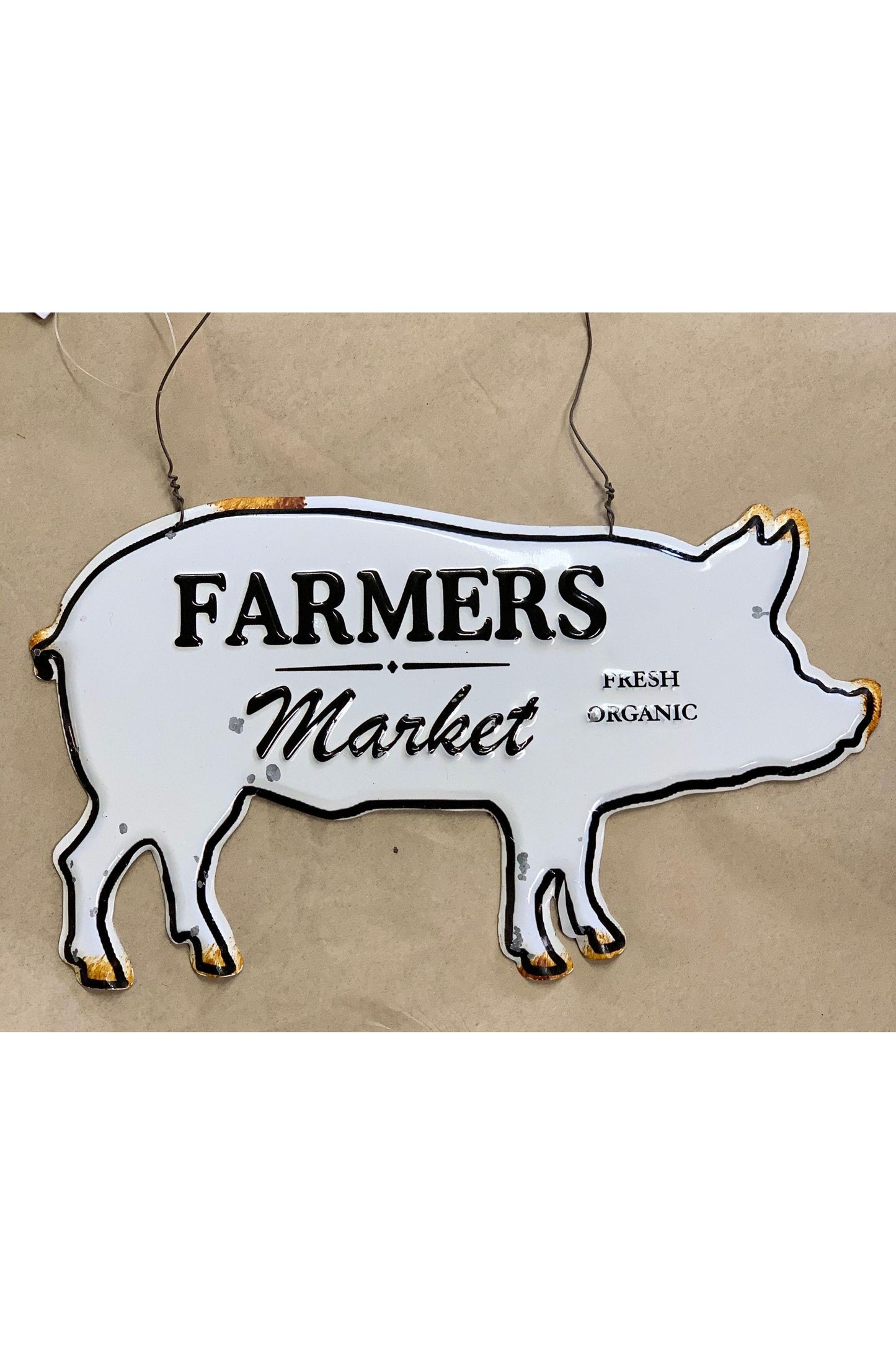 Farmhouse Enamel Pig Hanging Sign