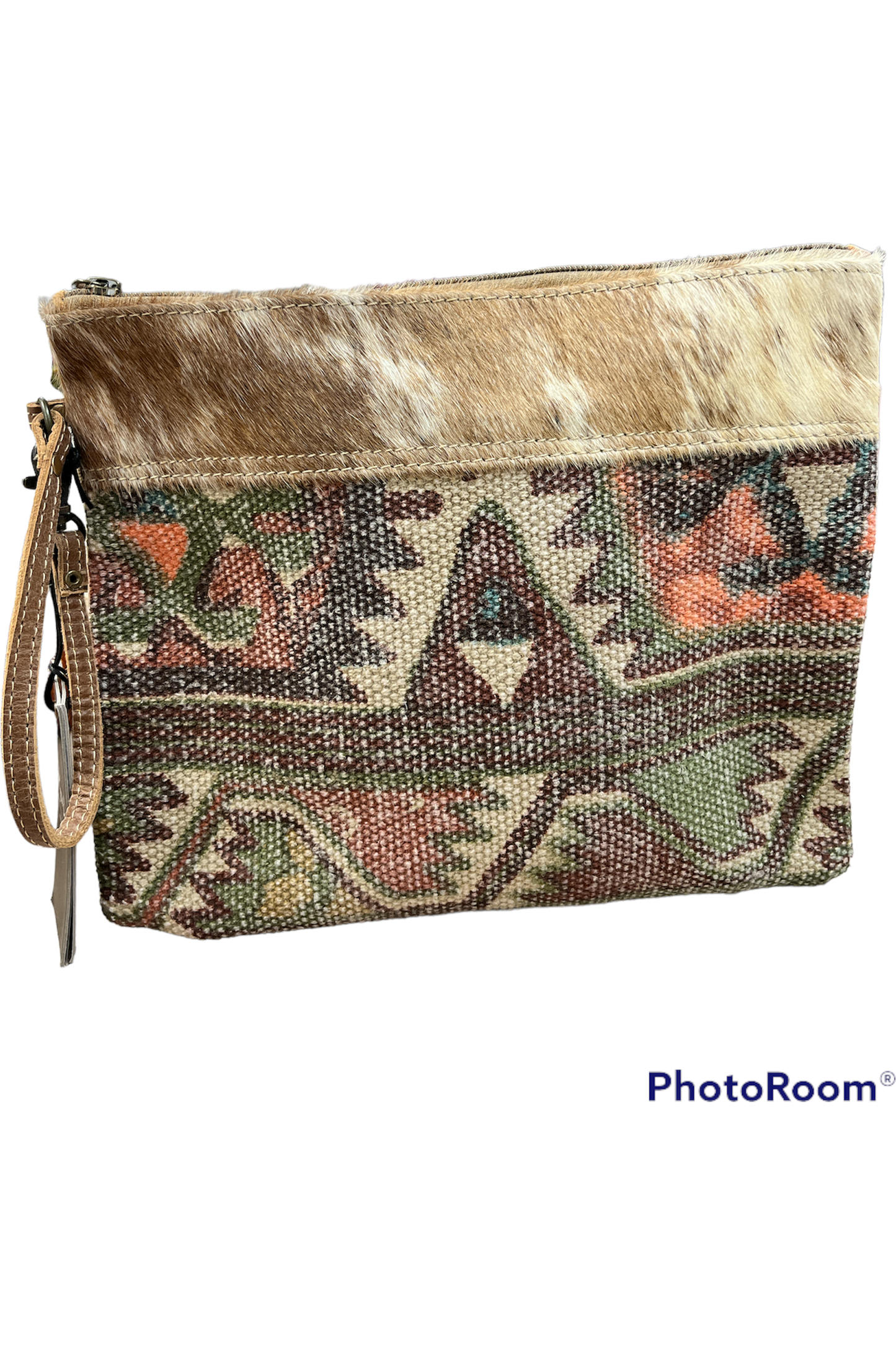 Aztec brown cow large hand bag
