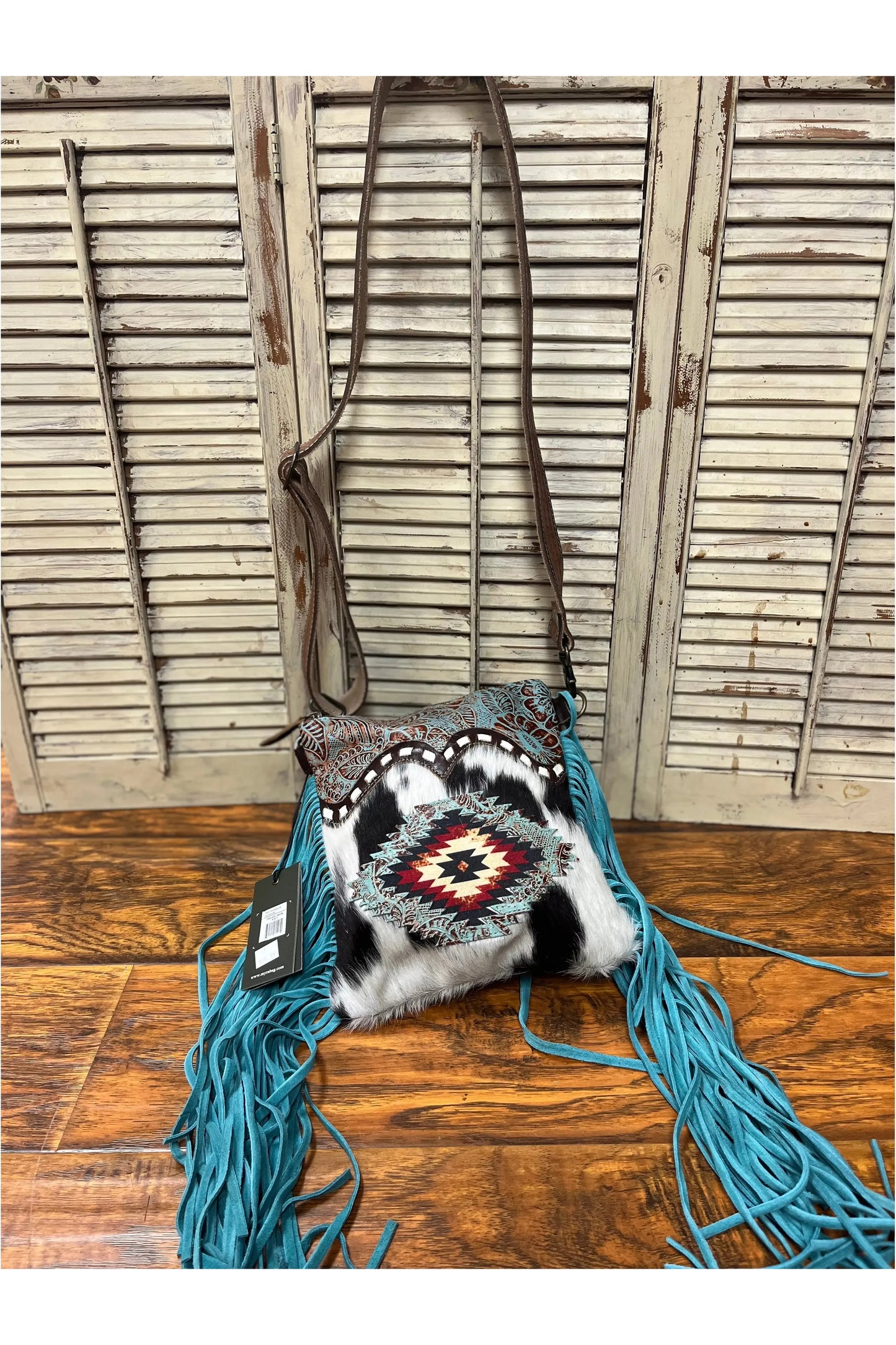 Vilidian leather and hairon bag