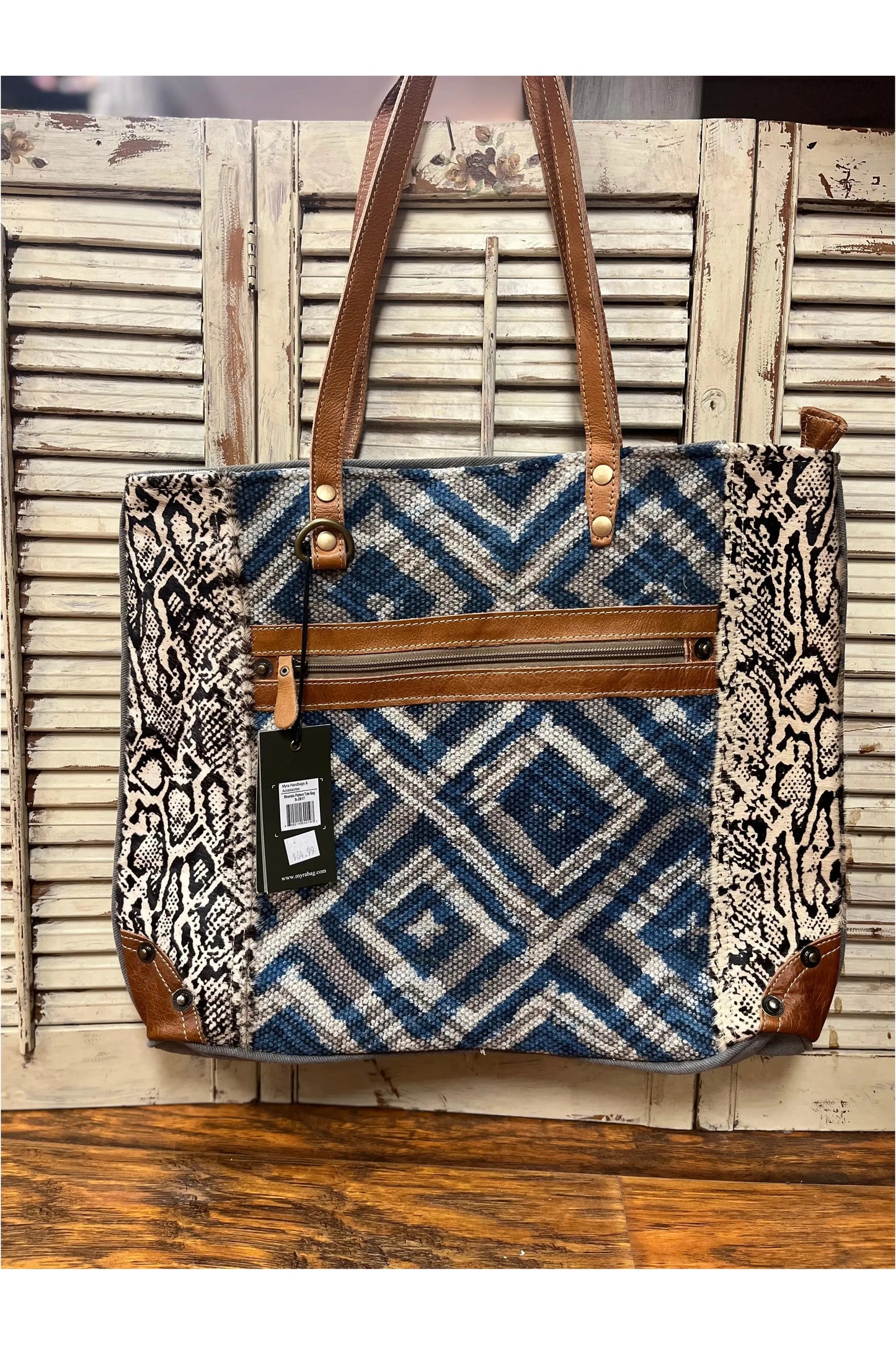 Rhombic pattern tote bag