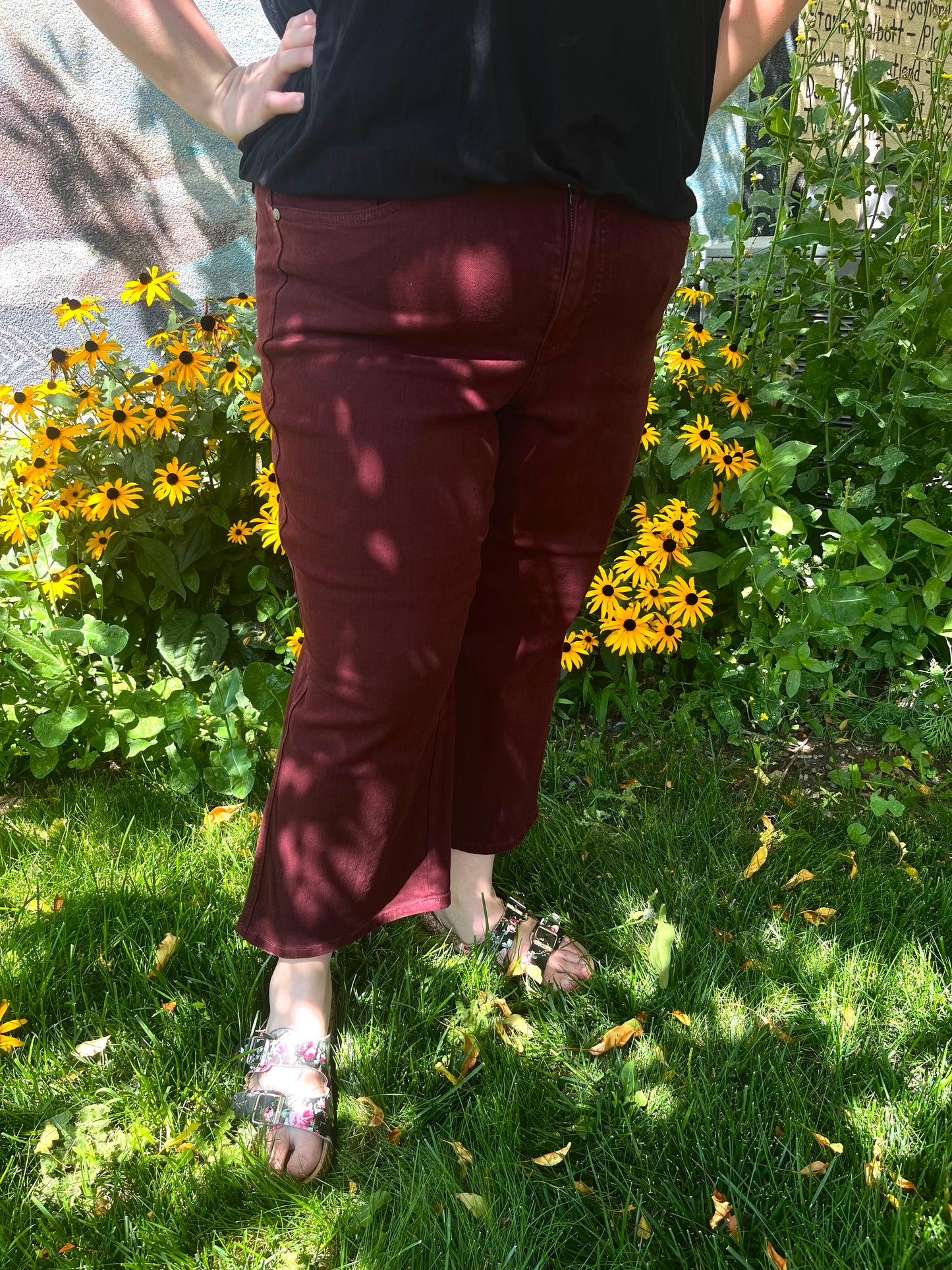 Judy Blue Burgundy Wide Crop Jeans