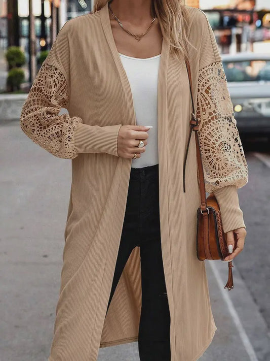Parchment Lace Ribbed Duster Cardigan